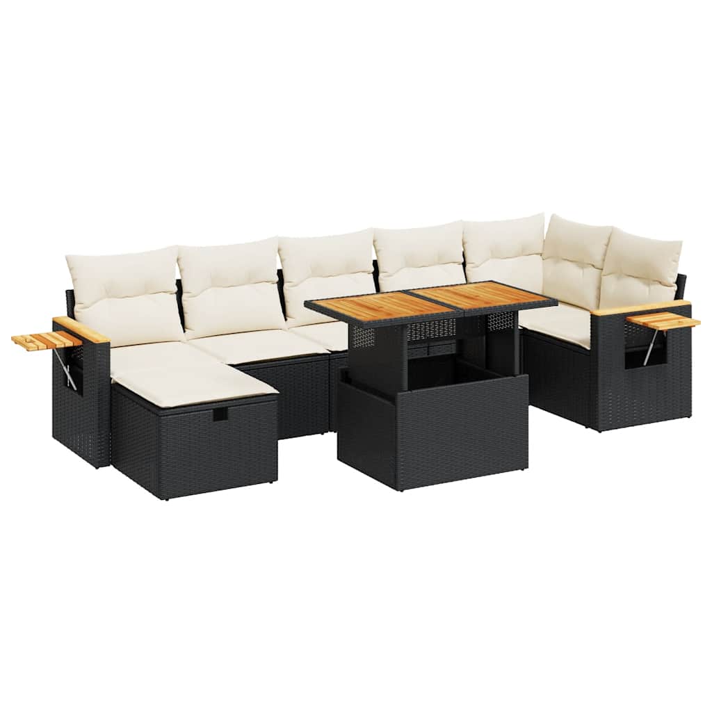 Set Divani da Giardino 5 pz con Cuscini in Polyrattan Nero | homemem39