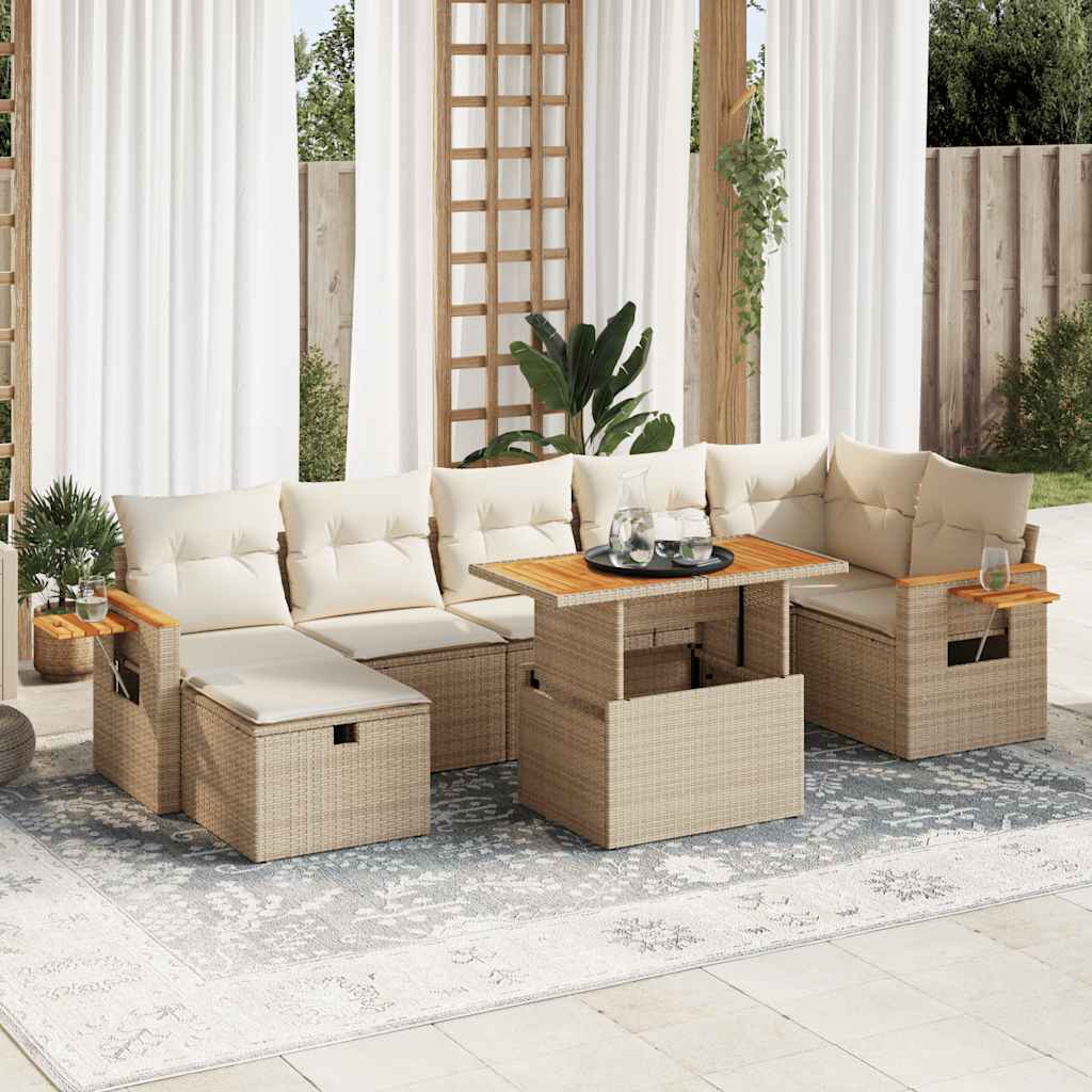 Set Divano da Giardino 5 pz con Cuscini Beige in Polyrattan | homemem39
