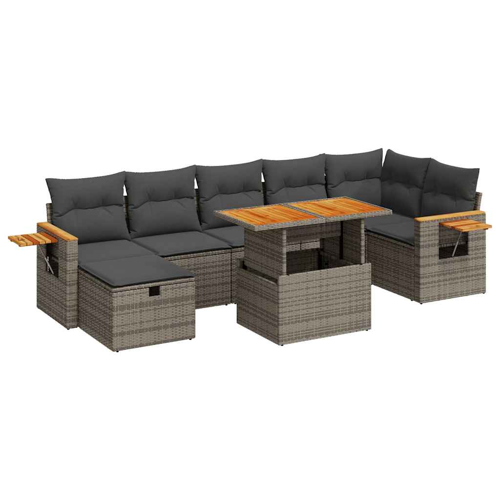 Set Divano da Giardino 5 pz con Cuscini Grigio in Polyrattan | homemem39