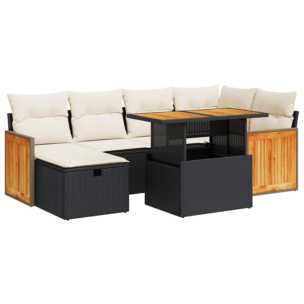 Set Divani da Giardino con Cuscini 8 pz Nero in Polyrattan