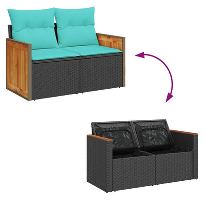 Set Divani Giardino 7 pz con Cuscini Marrone Polyrattan Acacia | homemem39