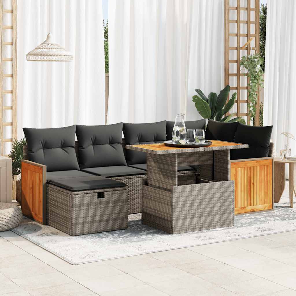 Set Divano da Giardino 8 pz con Cuscini Grigio in Polyrattan | homemem39