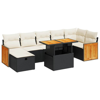 Set Divani da Giardino 5 pz con Cuscini in Polyrattan Nero | homemem39