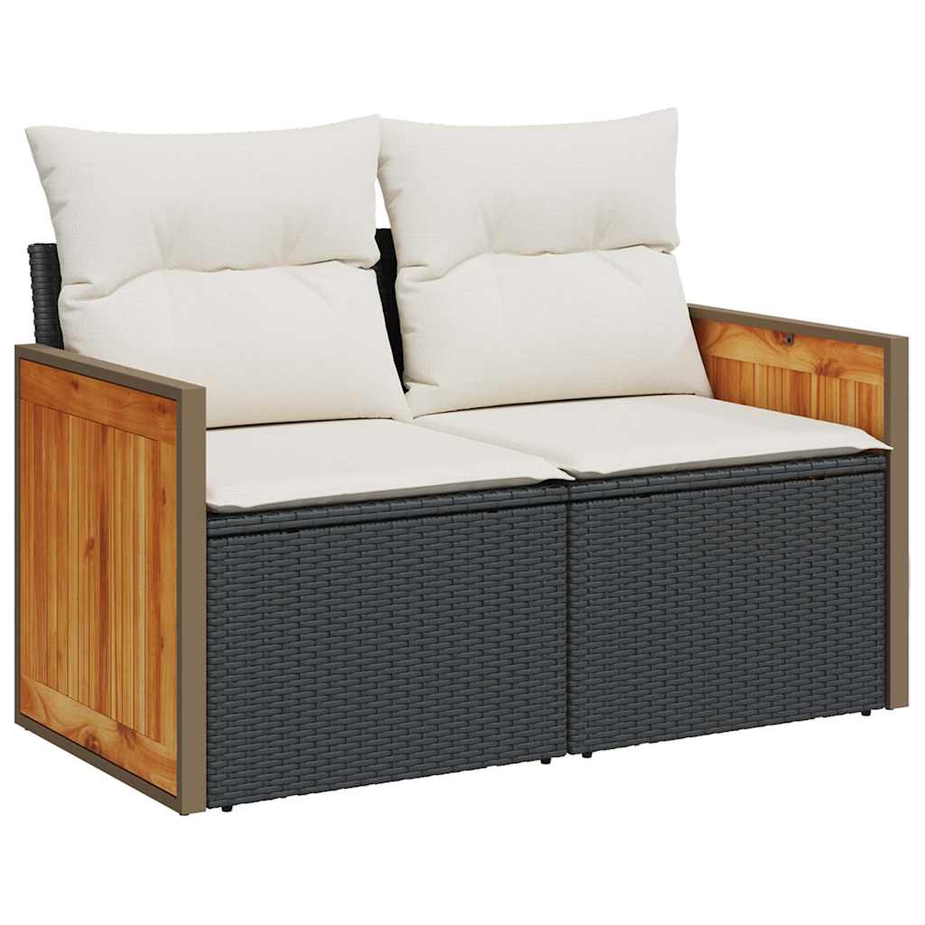 Set Divani da Giardino 5 pz con Cuscini in Polyrattan Nero | homemem39