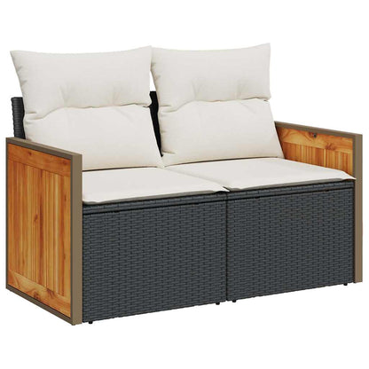 Set Divani da Giardino 5 pz con Cuscini in Polyrattan Nero | homemem39