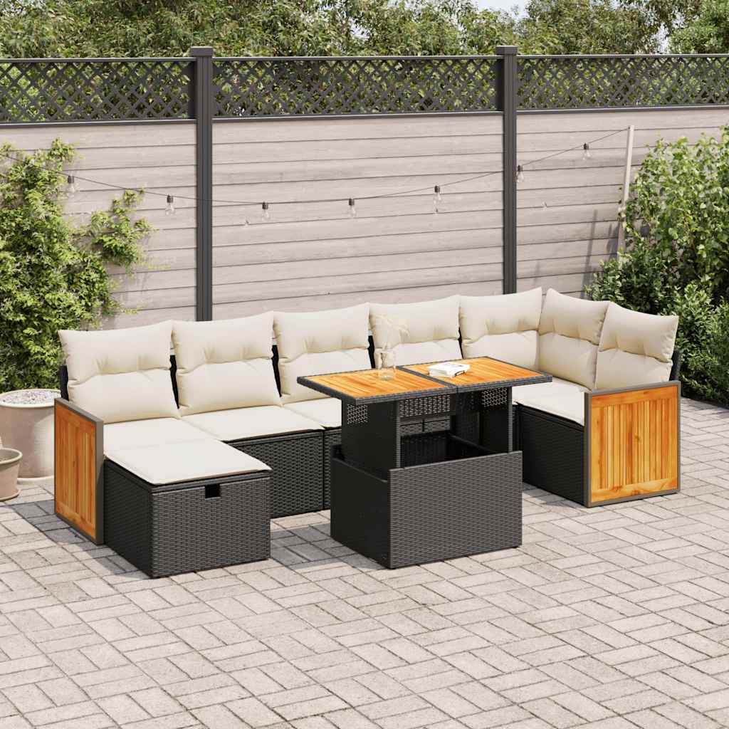 Set Divani da Giardino 5 pz con Cuscini in Polyrattan Nero | homemem39