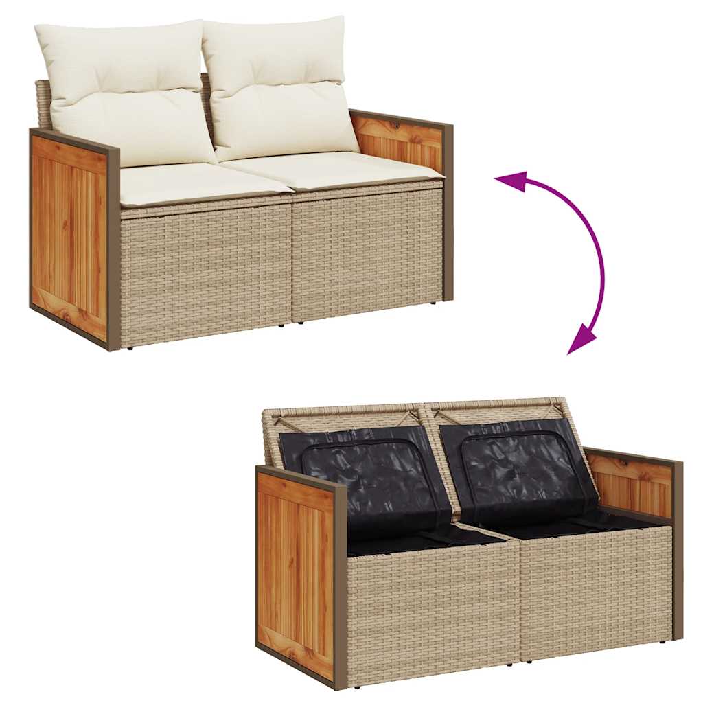 Set Divano da Giardino 5 pz con Cuscini Beige in Polyrattan | homemem39