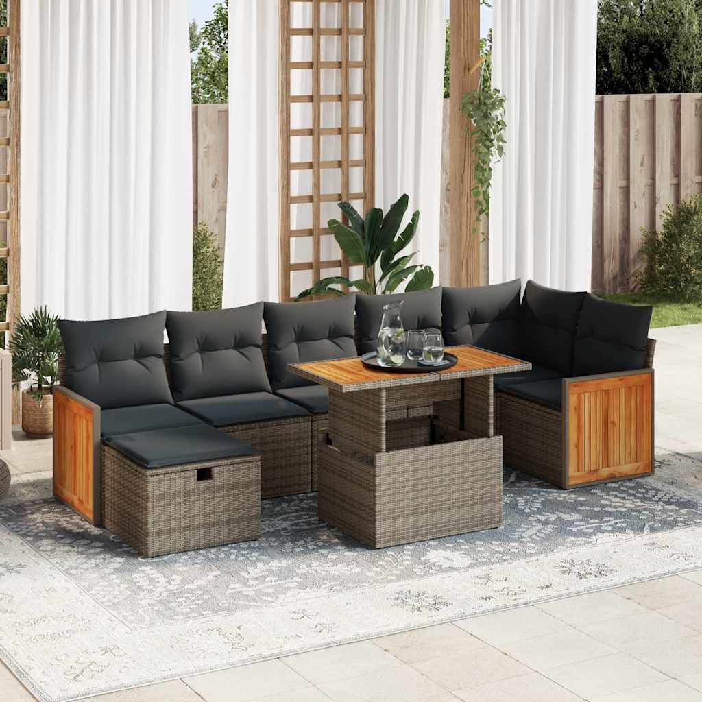 Set Divano da Giardino 5 pz con Cuscini Grigio in Polyrattan | homemem39