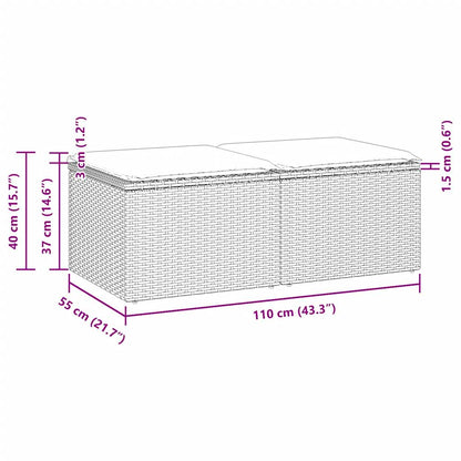 Set Divani da Giardino con Cuscini 2 pz Nero Polyrattan Acacia | homemem39