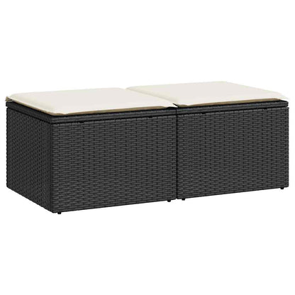 Set Divani da Giardino con Cuscini 2 pz Nero Polyrattan Acacia | homemem39