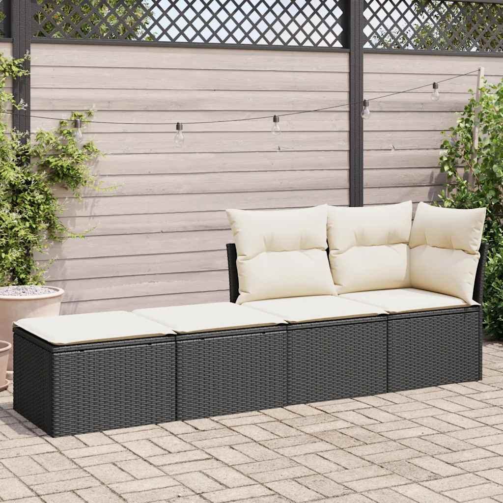 Set Divani da Giardino con Cuscini 2 pz Nero Polyrattan Acacia | homemem39