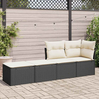 Set Divani da Giardino con Cuscini 2 pz Nero Polyrattan Acacia | homemem39