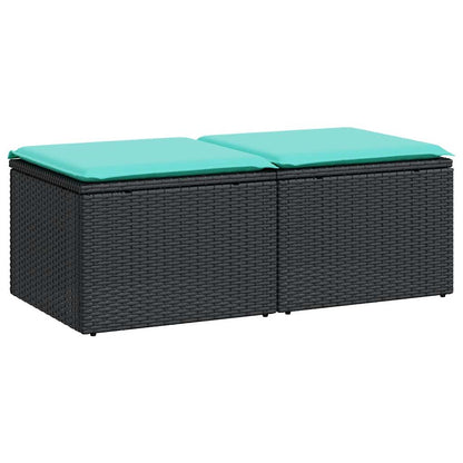 Set Divani da Giardino con Cuscini 2 pz Nero Polyrattan Acacia | homemem39
