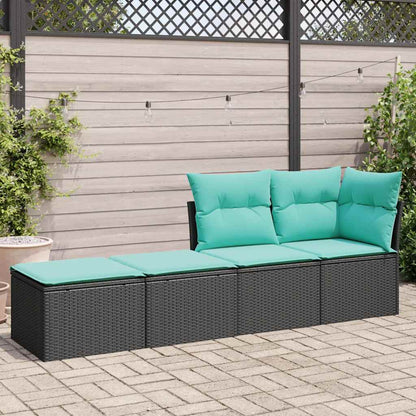 Set Divani da Giardino con Cuscini 2 pz Nero Polyrattan Acacia | homemem39