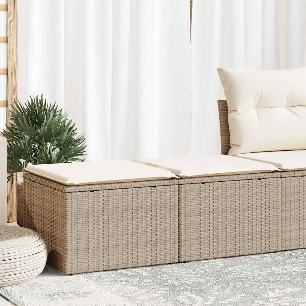 Set Divano da Giardino 2 pz con Cuscini Beige Polyrattan Acacia | homemem39