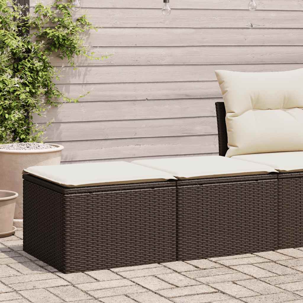Set Divano Giardino 4 pz con Cuscini Marrone Polyrattan Acacia | homemem39