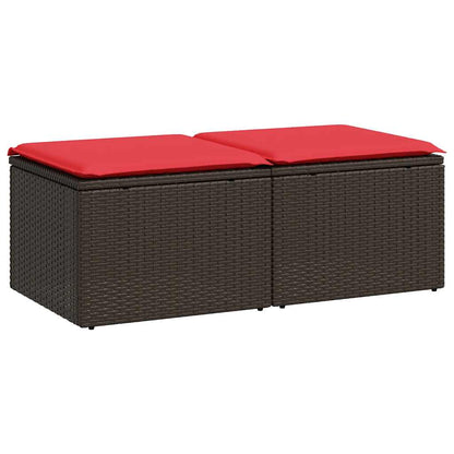 Set Divano Giardino 4 pz con Cuscini Marrone Polyrattan Acacia | homemem39