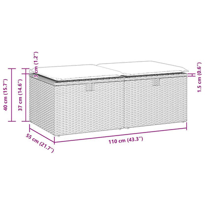 Set Divani da Giardino con Cuscini 2 pz Nero Polyrattan Acacia | homemem39