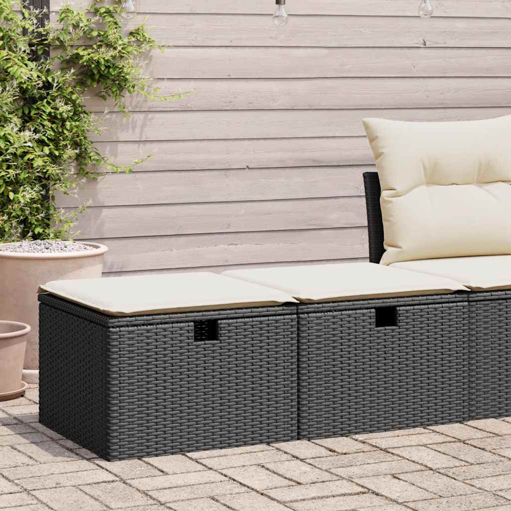 Set Divani da Giardino con Cuscini 2 pz Nero Polyrattan Acacia | homemem39