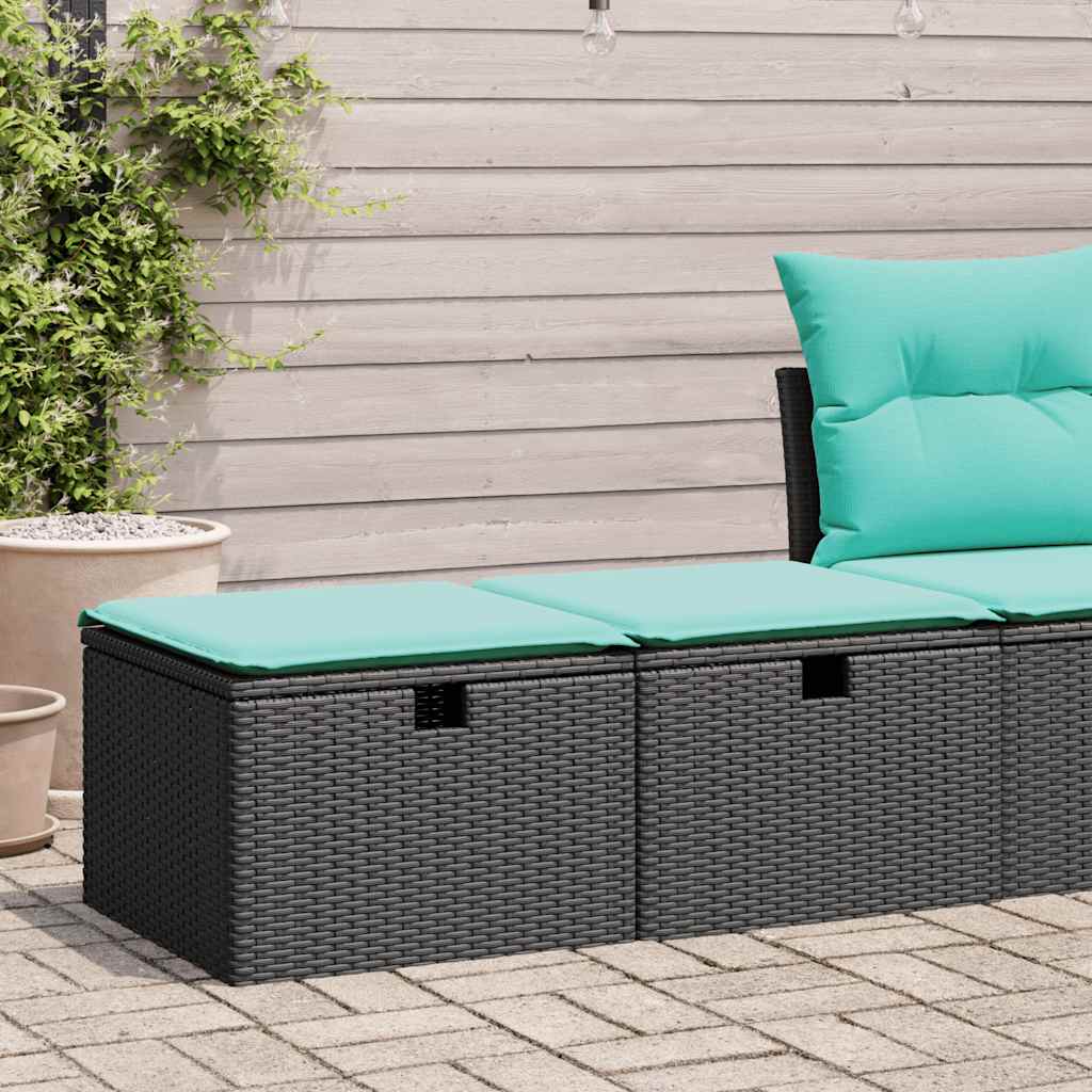 Set Divani da Giardino con Cuscini 2 pz Nero Polyrattan Acacia | homemem39