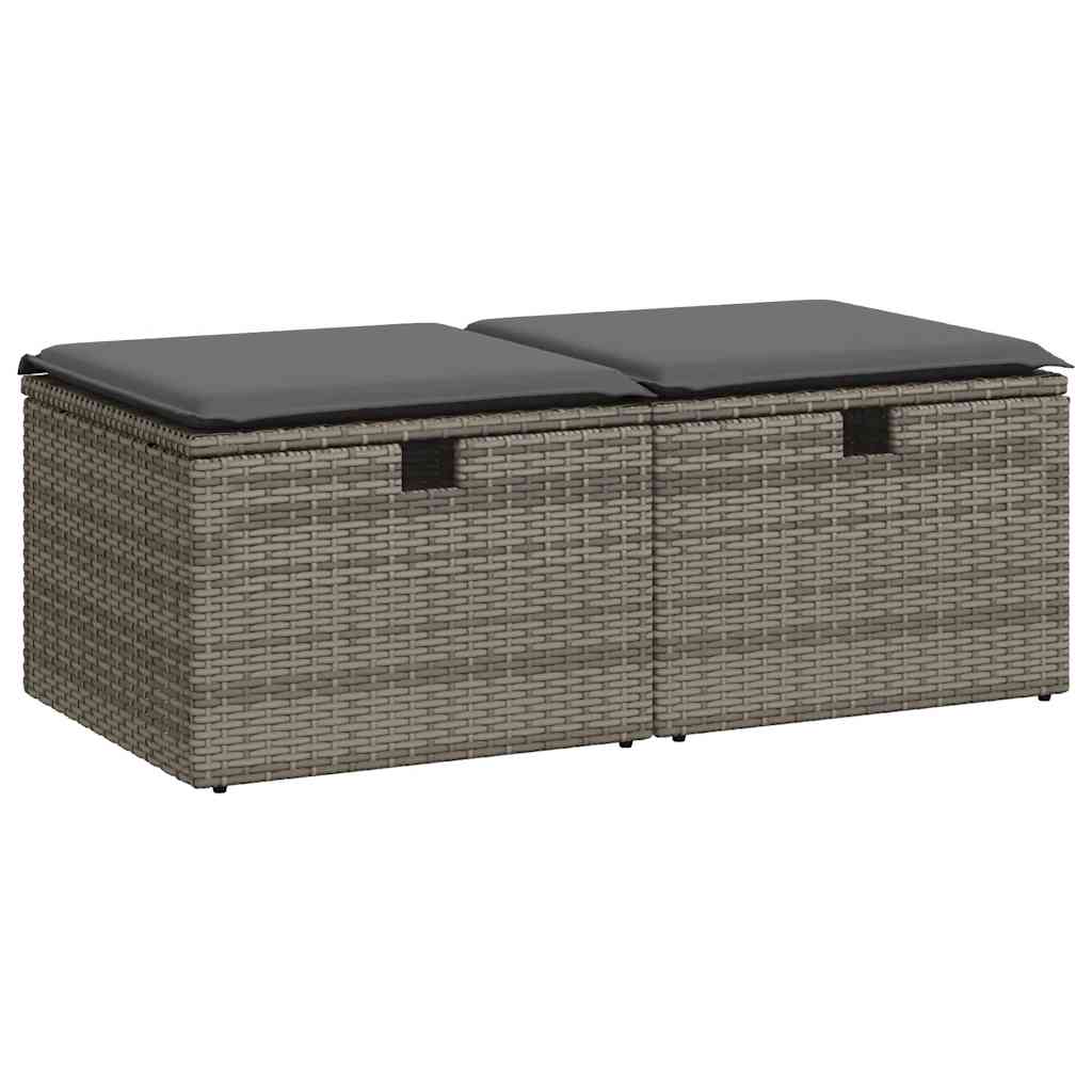 Set Divano Giardino 2 pz con Cuscini Grigio Polyrattan Acacia | homemem39