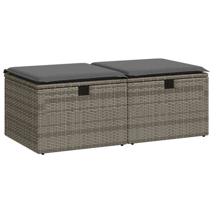 Set Divano Giardino 2 pz con Cuscini Grigio Polyrattan Acacia | homemem39