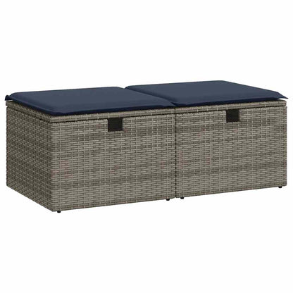 Set Divano Giardino 2 pz con Cuscini Grigio Polyrattan Acacia | homemem39