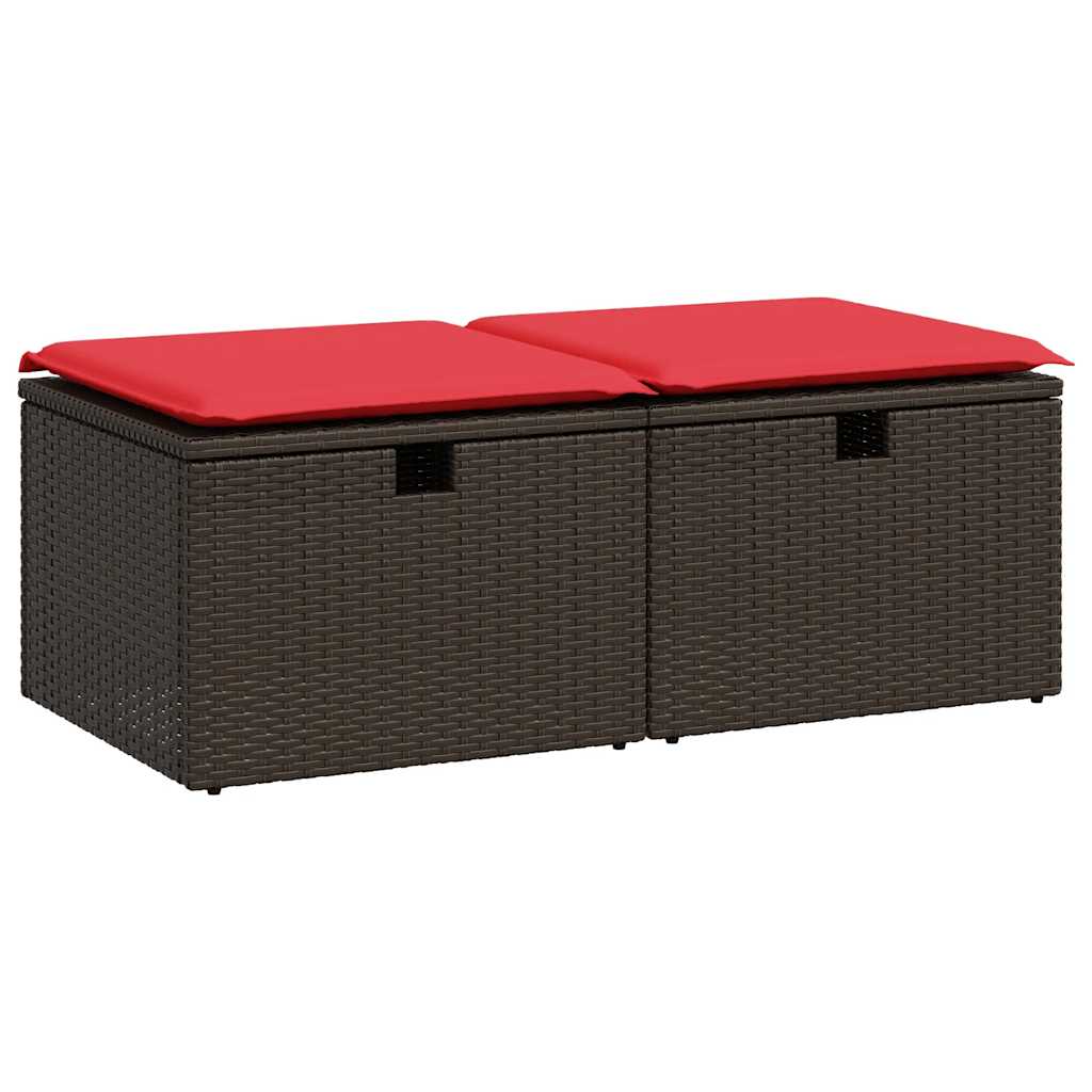 Set Divano Giardino 4 pz con Cuscini Marrone Polyrattan Acacia | homemem39