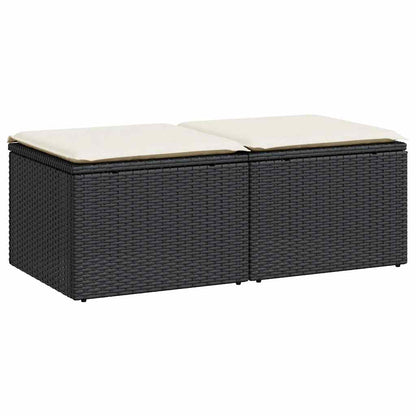Set Divani da Giardino con Cuscini 2 pz Nero Polyrattan Acacia | homemem39