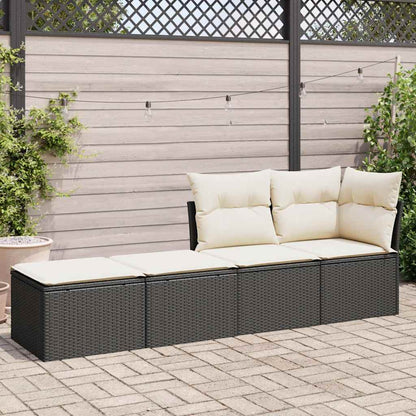 Set Divani da Giardino con Cuscini 2 pz Nero Polyrattan Acacia | homemem39