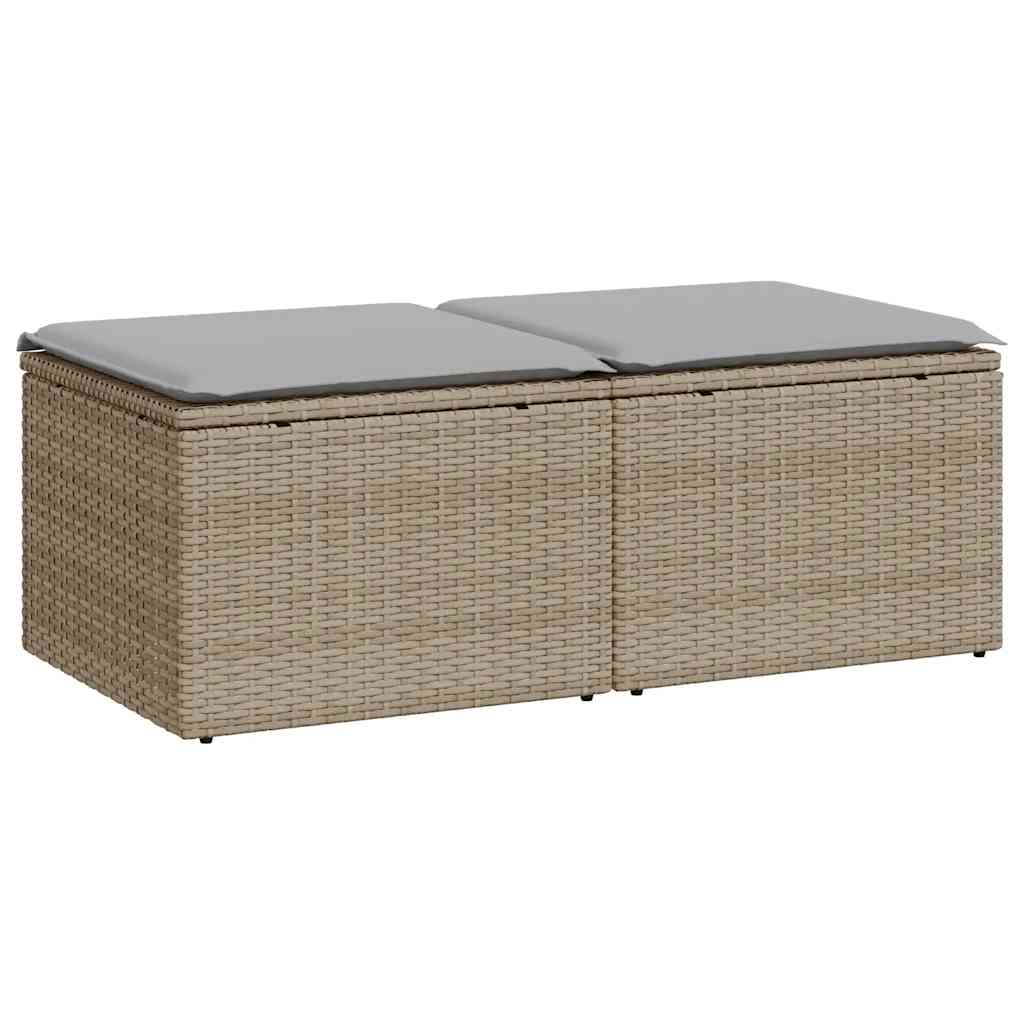 Set Divano da Giardino 2 pz con Cuscini Beige Polyrattan Acacia | homemem39