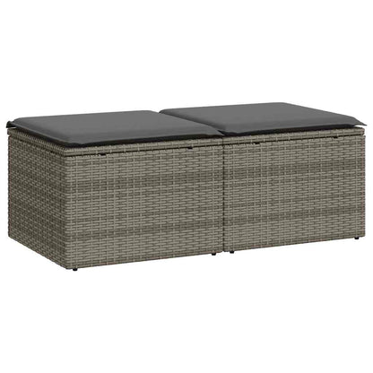 Set Divano Giardino 2 pz con Cuscini Grigio Polyrattan Acacia | homemem39