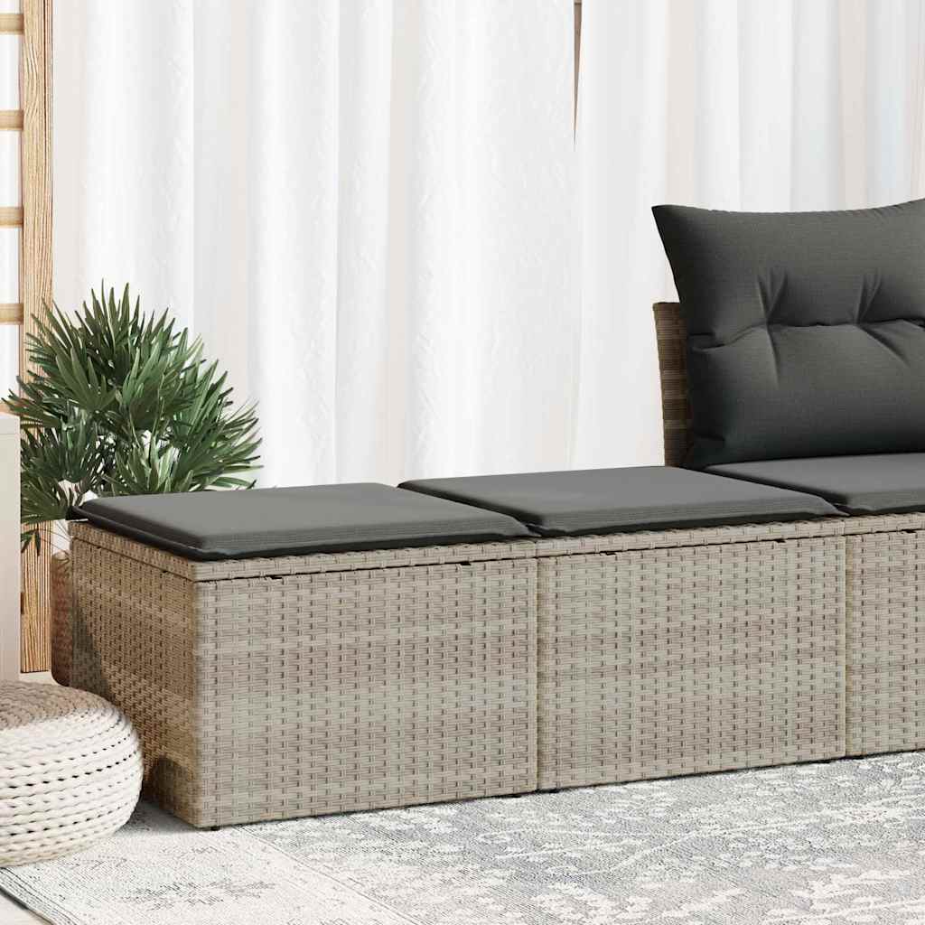 Divano Giardino 2pz con Cuscini Grigio Chiaro Polyrattan Acacia | homemem39