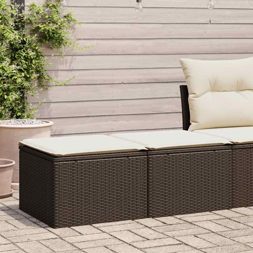 Set Divano Giardino 4 pz con Cuscini Marrone Polyrattan Acacia | homemem39