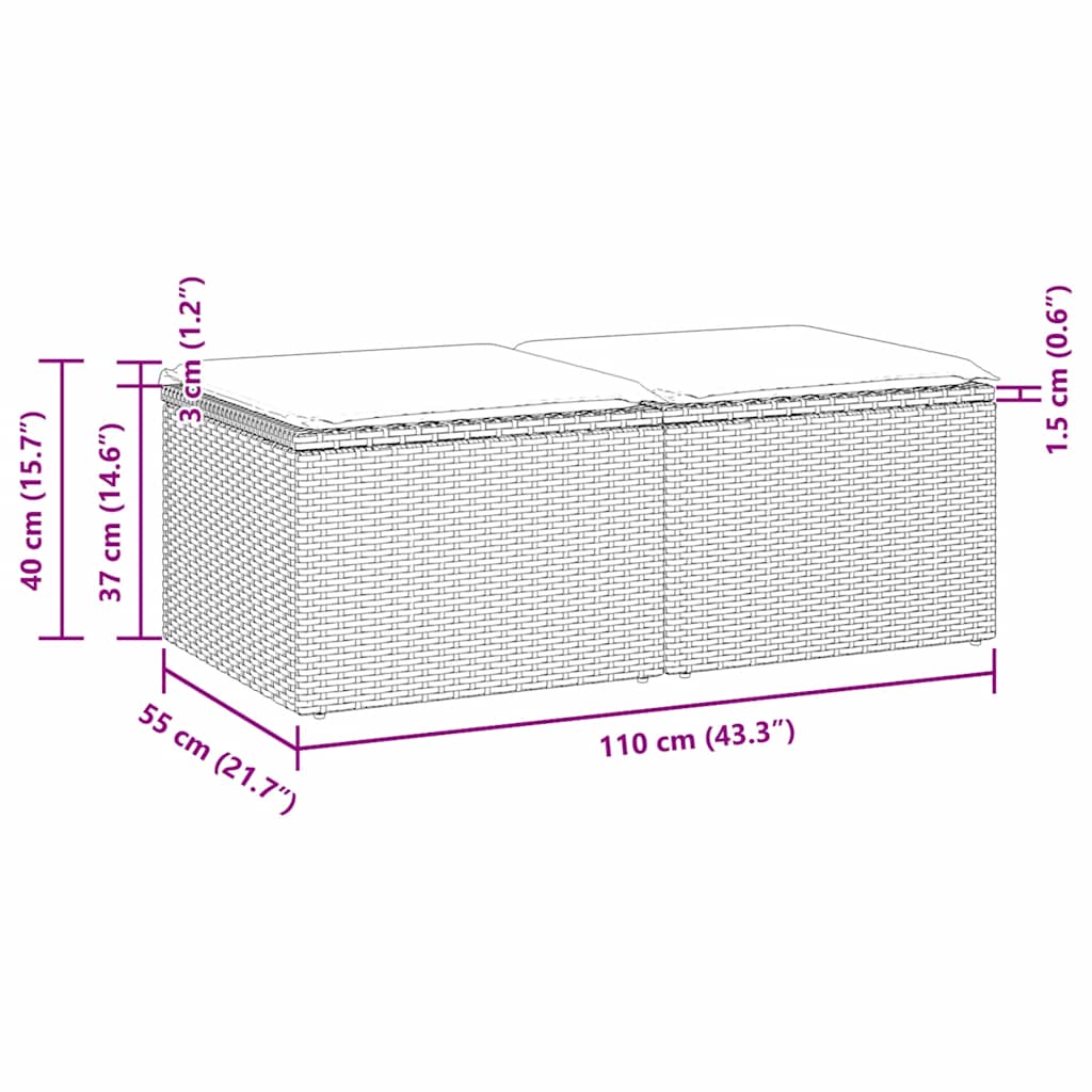 Set Divano Giardino 4 pz con Cuscini Marrone Polyrattan Acacia | homemem39