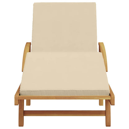 Lettino da sole Beige 200 x 67 x 84cm Legno massello di acacia