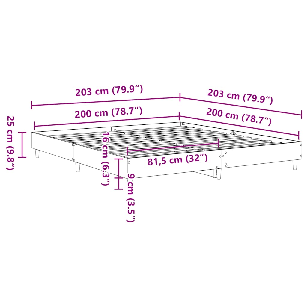 Giroletto senza Materasso Grigio Sonoma 200x200cm in Truciolato | homemem39
