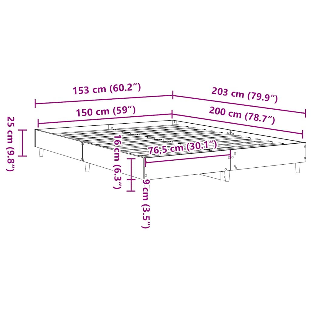 Giroletto senza Materasso Grigio Sonoma 150x200 cm Truciolato | homemem39