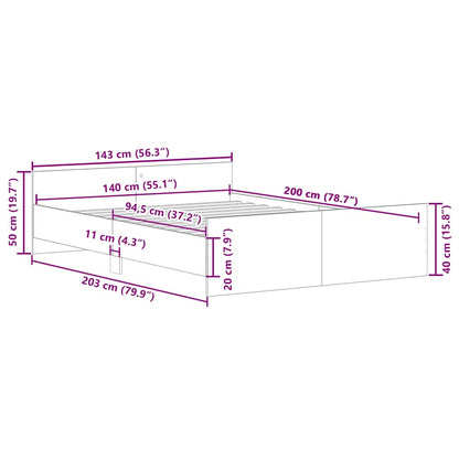 Giroletto senza Materasso Legno Antico 140x200cm in Truciolato