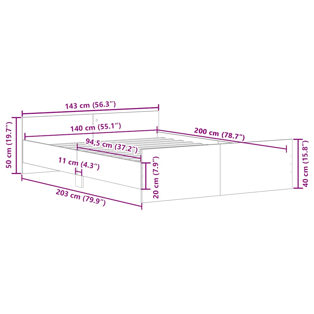 Giroletto senza Materasso Rovere Artigianale 140x200cm - homemem39