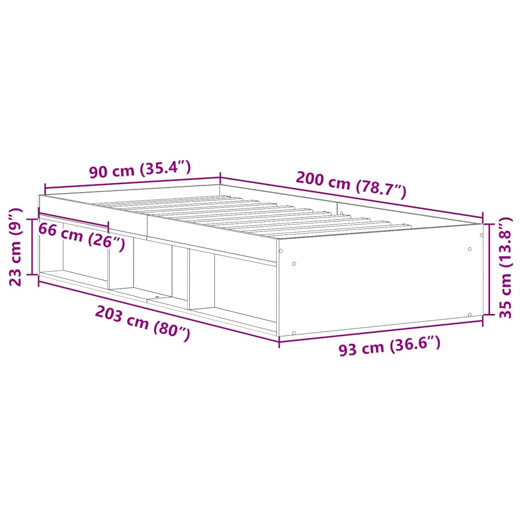 Giroletto senza Materasso Rovere Artigianale 90x200cm | homemem39