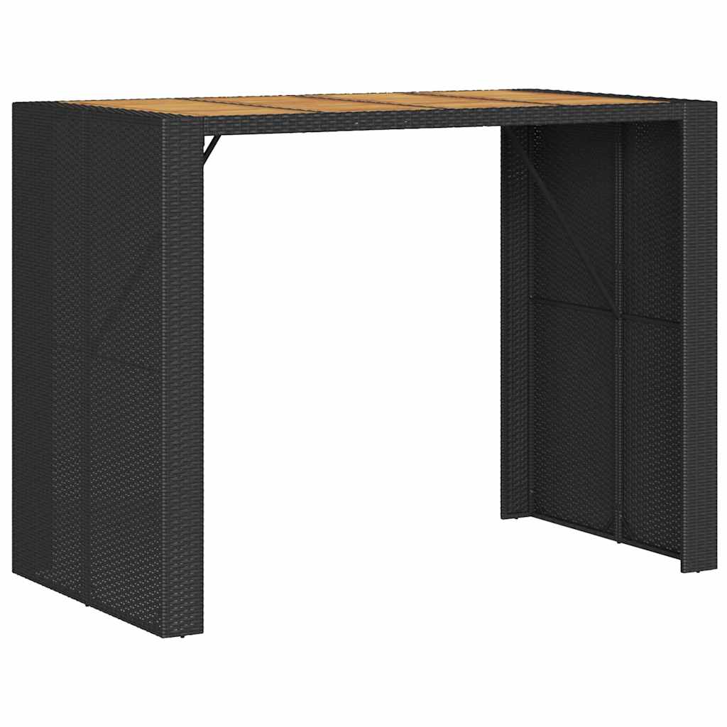 Set Bar da Giardino 5pz senza Cuscini Nero in Polyrattan Acacia | homemem39