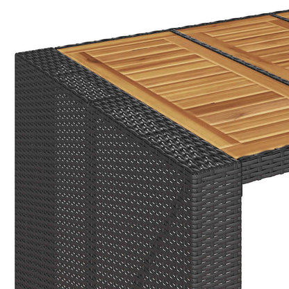 Set Bar da Giardino 3 pz con Cuscini Nero in Polyrattan Acacia | homemem39