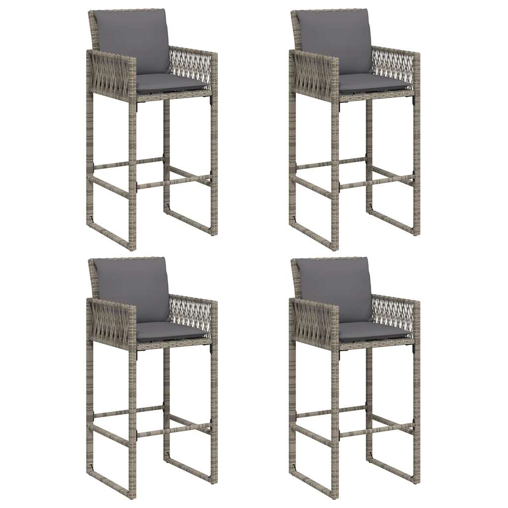 Set Bar da Giardino 5 pz con Cuscini Nero in Polyrattan Acacia | homemem39