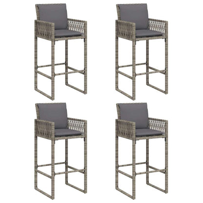 Set Bar da Giardino 5 pz con Cuscini Nero in Polyrattan Acacia