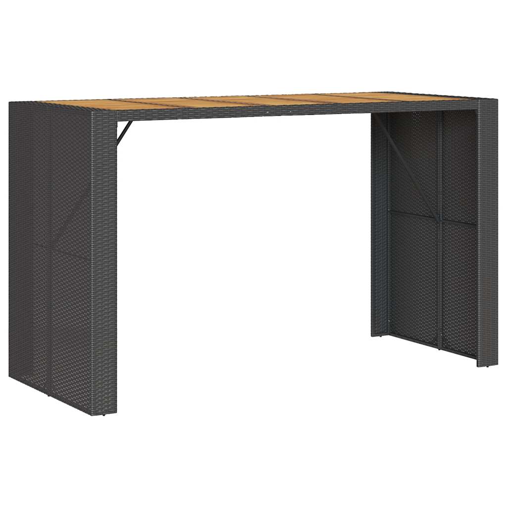 Set Bar da Giardino 7 pz con Cuscini Nero in Polyrattan Acacia | homemem39