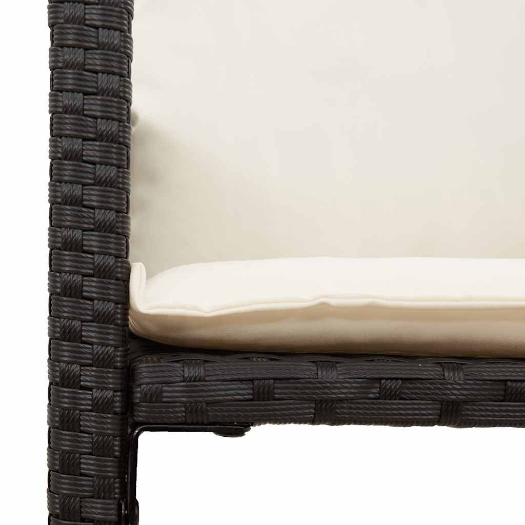 Set Bar da Giardino 7 pz con Cuscini Nero in Polyrattan Acacia | homemem39