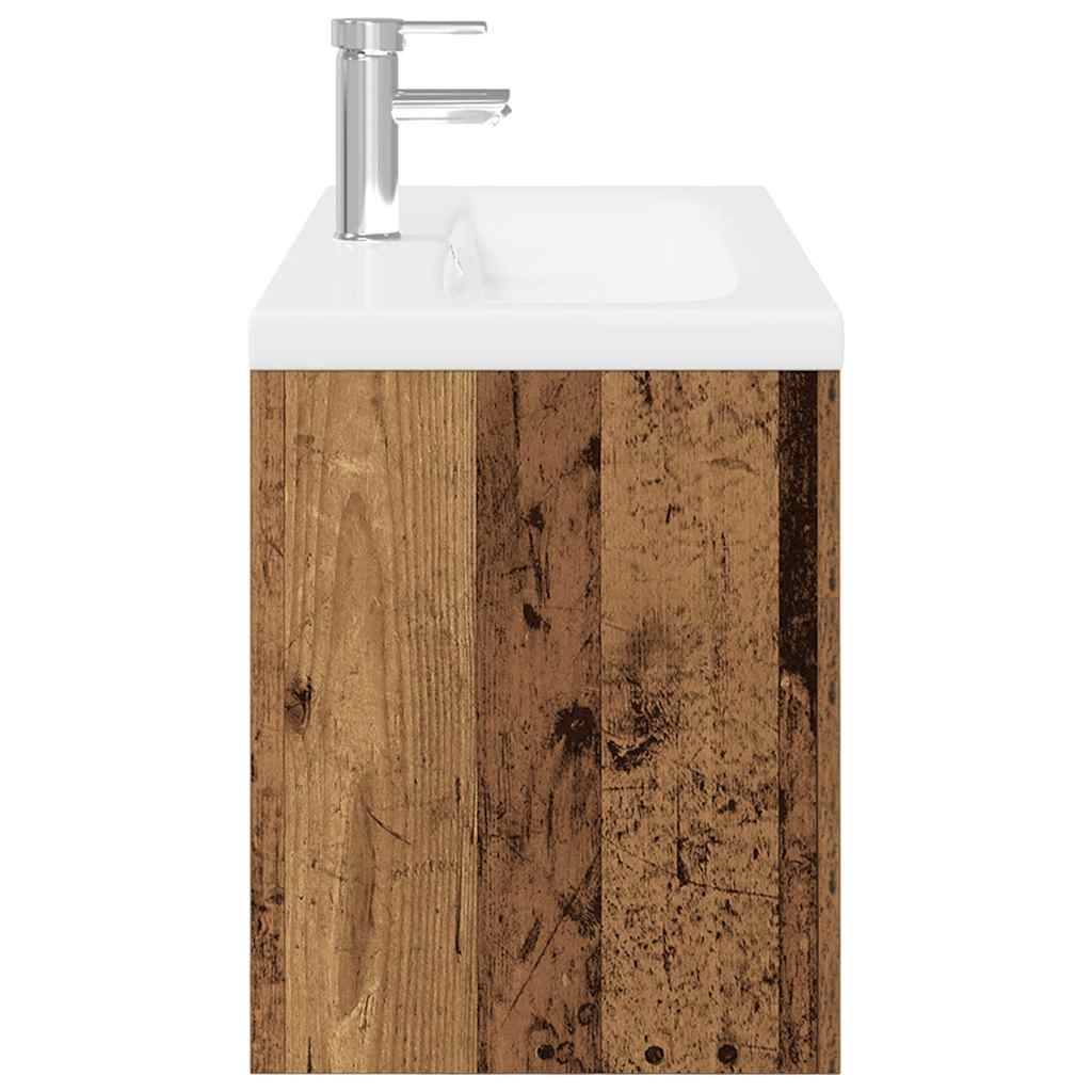 Mobile Bagno Lavabo Integrato Legno Antico in Legno Multistrato | homemem39