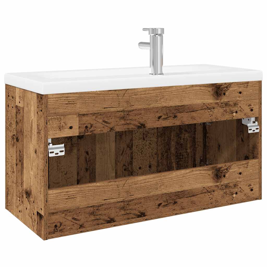 Mobile Bagno Lavabo Integrato Legno Antico in Legno Multistrato | homemem39