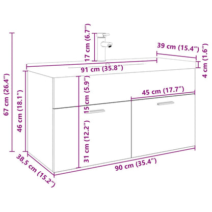 Mobile Bagno Lavabo Integrato Legno Antico in Legno Multistrato | homemem39